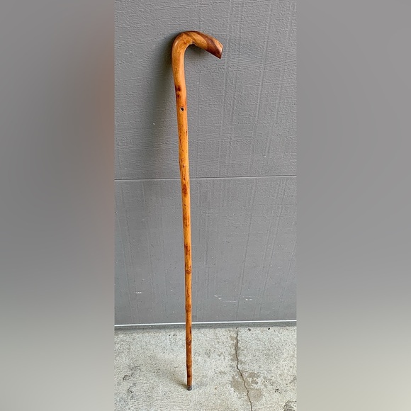 Antique Artisan Hand Crafted Metal Tip Solid Root Wood Cane Walking Stick - Picture 16 of 16